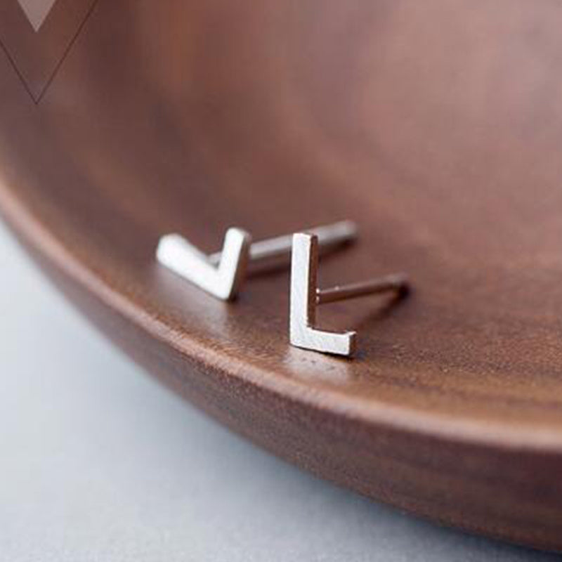 26 English Alphabet Stud Earrings Women's Copper Silver Plated