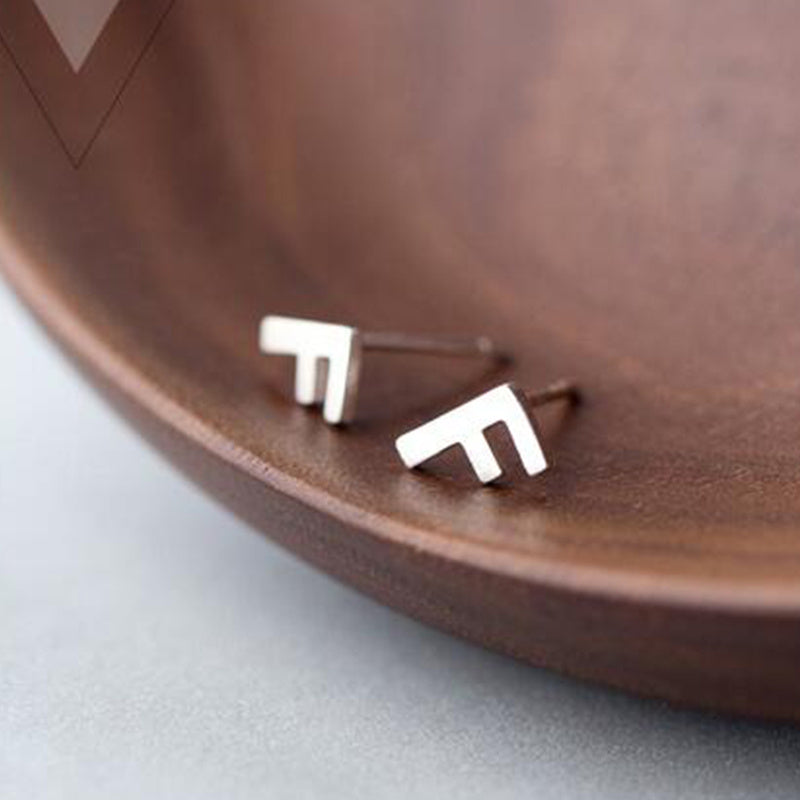 26 English Alphabet Stud Earrings Women's Copper Silver Plated