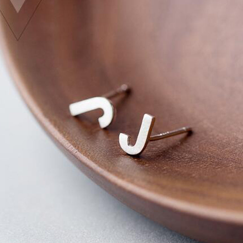 26 English Alphabet Stud Earrings Women's Copper Silver Plated