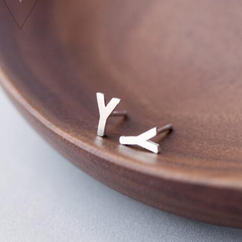 26 English Alphabet Stud Earrings Women's Copper Silver Plated