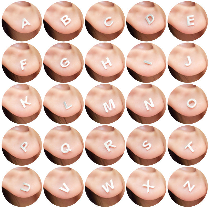 26 English Alphabet Stud Earrings Women's Copper Silver Plated