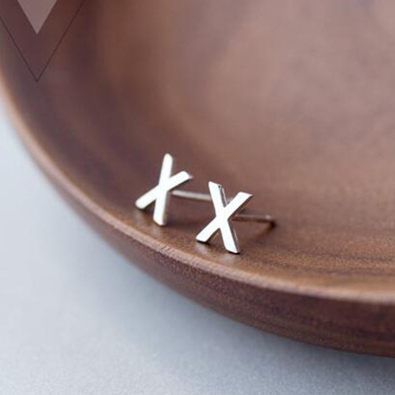 26 English Alphabet Stud Earrings Women's Copper Silver Plated