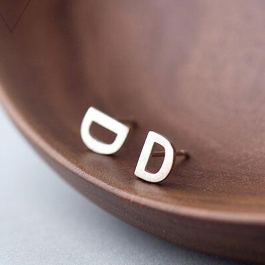 26 English Alphabet Stud Earrings Women's Copper Silver Plated