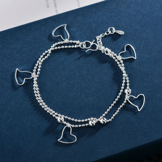 925 Silver Heart To Heart Bracelet For Couples